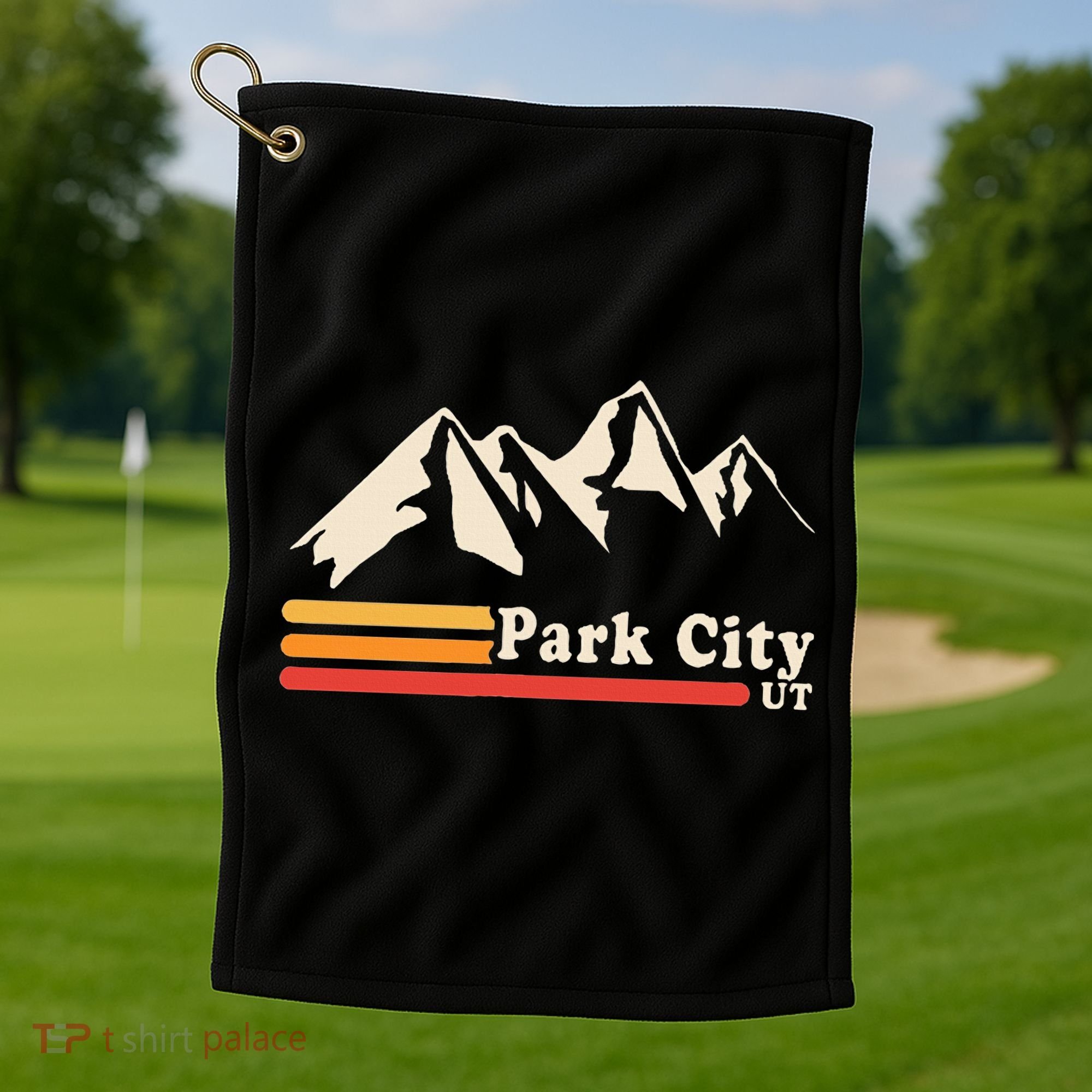 Retro Park City Utah Mountains Ski Golf Towel