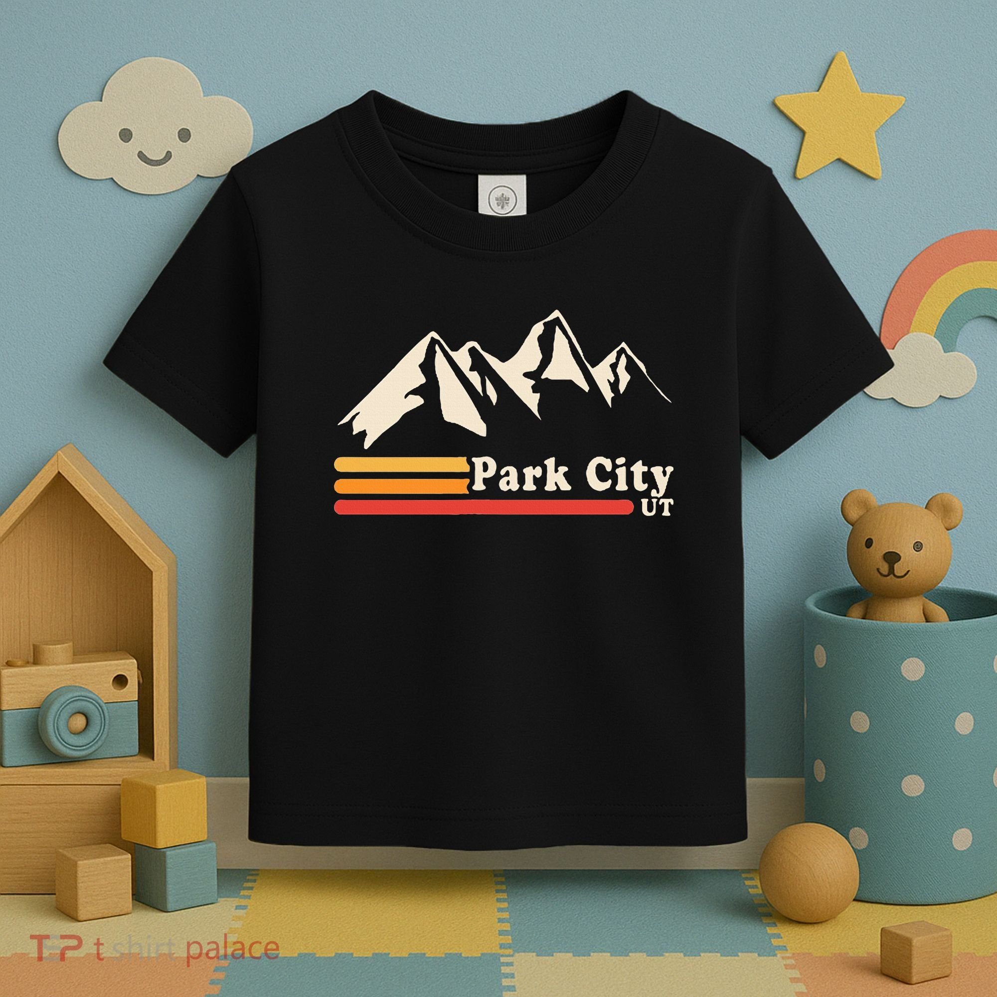 Retro Park City Utah Mountains Ski Toddler T-Shirt