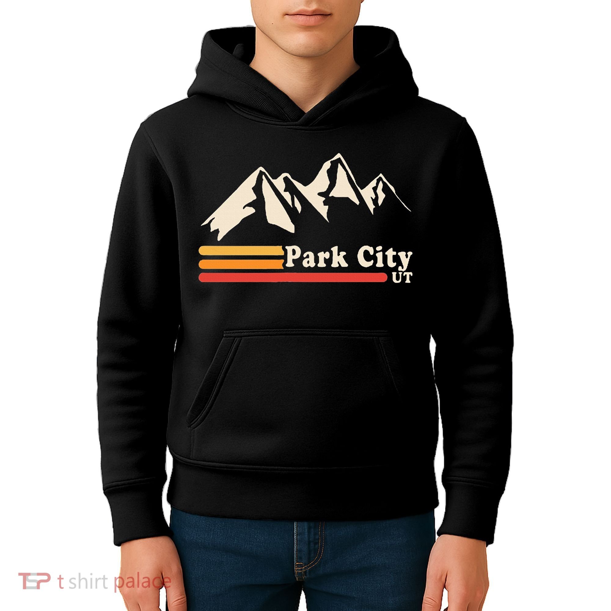 Retro Park City Utah Mountains Ski Kids Hoodie