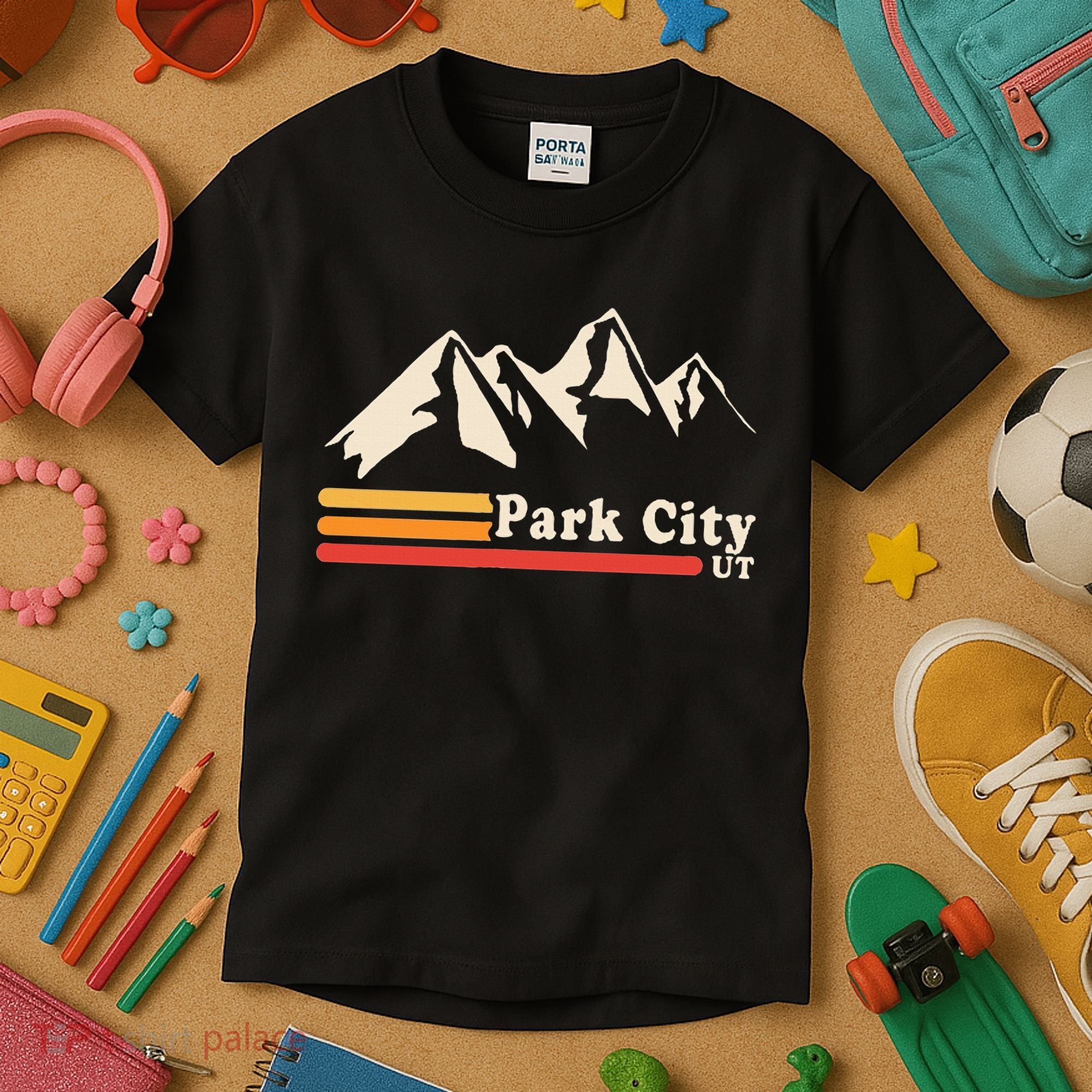Retro Park City Utah Mountains Ski Kids T-Shirt