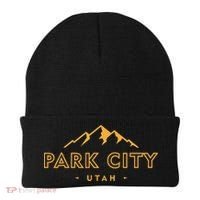Retro Park City Utah Souvenir Mountain Hiking Beanie thumb 0