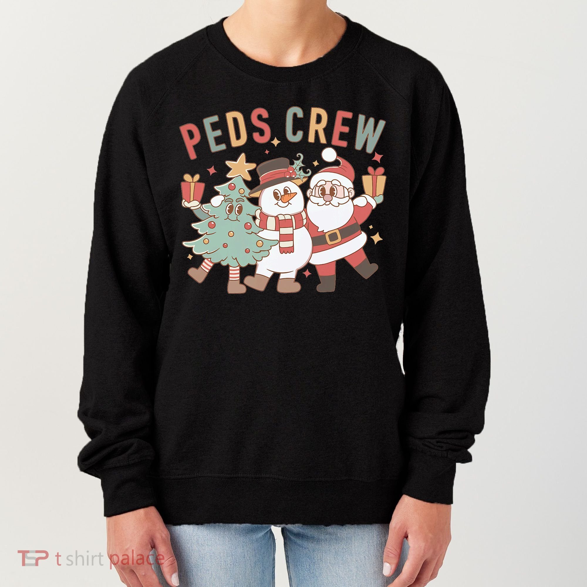 Retro Peds Crew Christmas Pediatric Nurse Nursing Group Women's Sweatshirt
