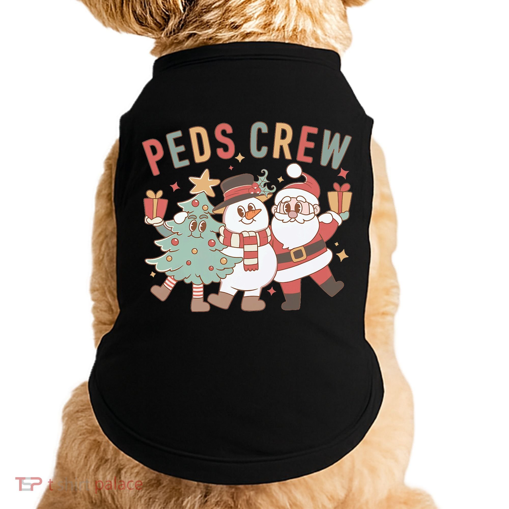 Retro Peds Crew Christmas Pediatric Nurse Nursing Group Doggie Tank