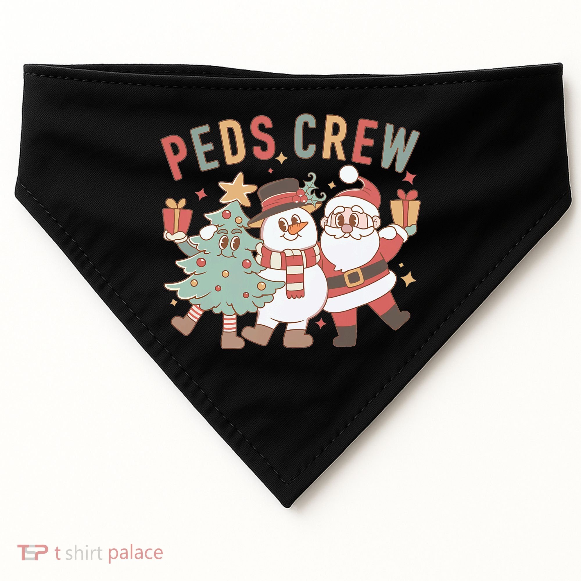 Retro Peds Crew Christmas Pediatric Nurse Nursing Group USA-Made Doggie Bandana
