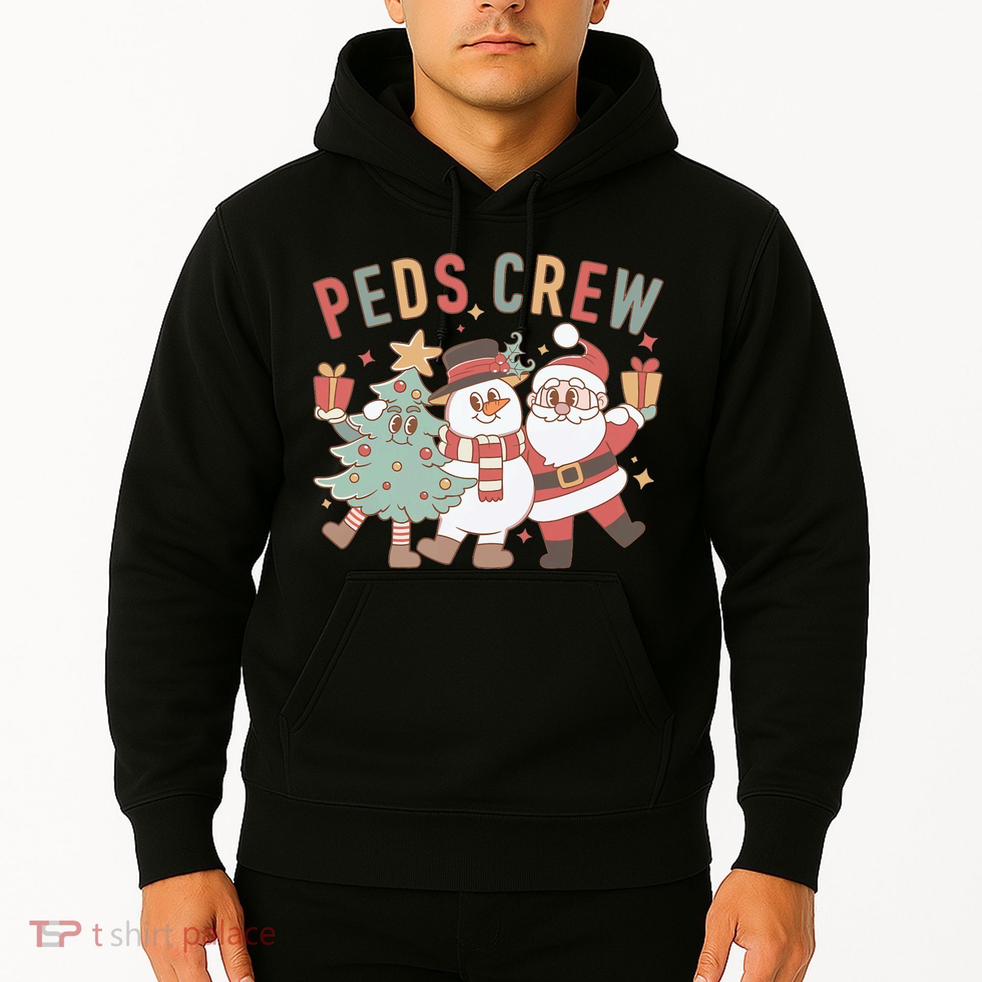 Retro Peds Crew Christmas Pediatric Nurse Nursing Group Hoodie