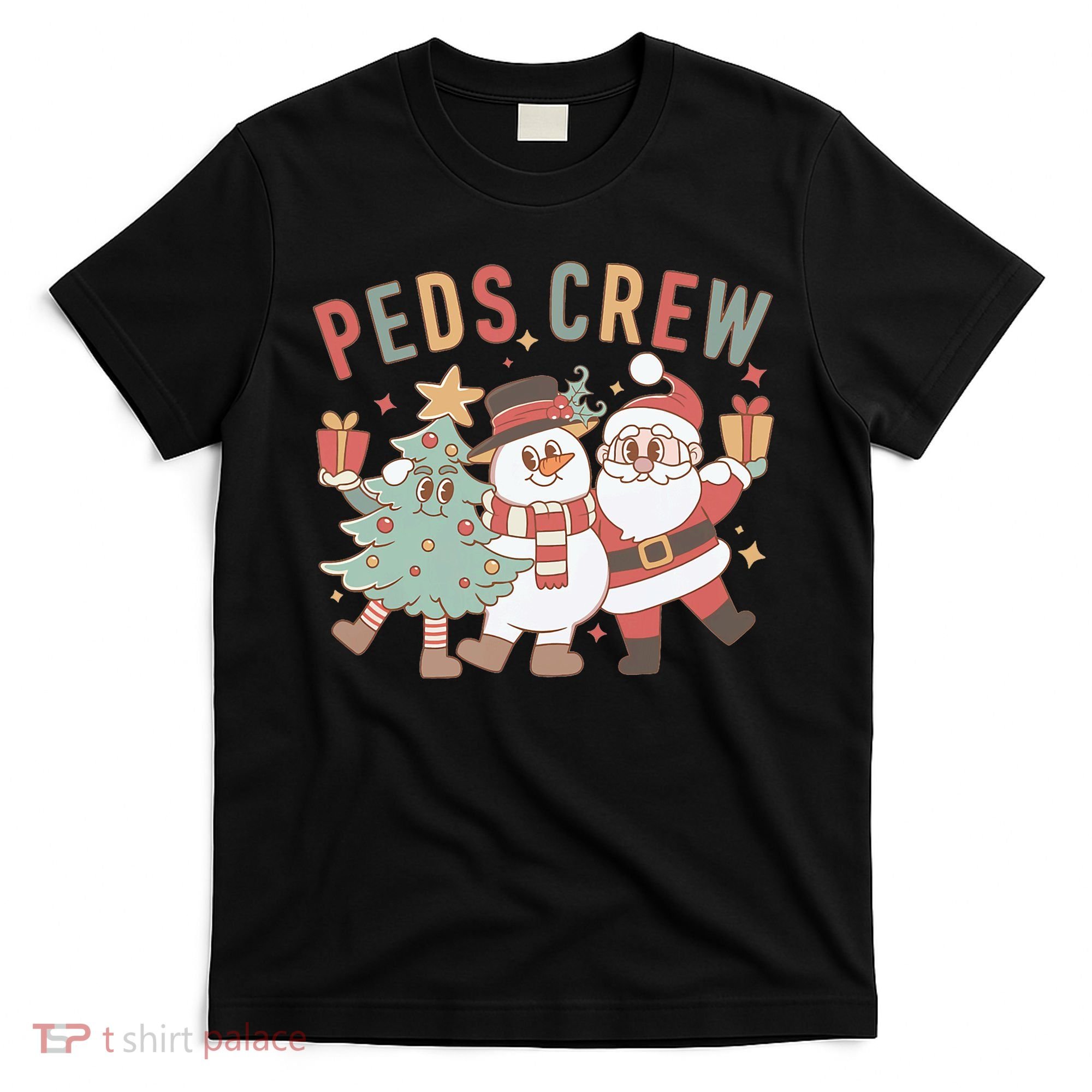 Retro Peds Crew Christmas Pediatric Nurse Nursing Group T-Shirt