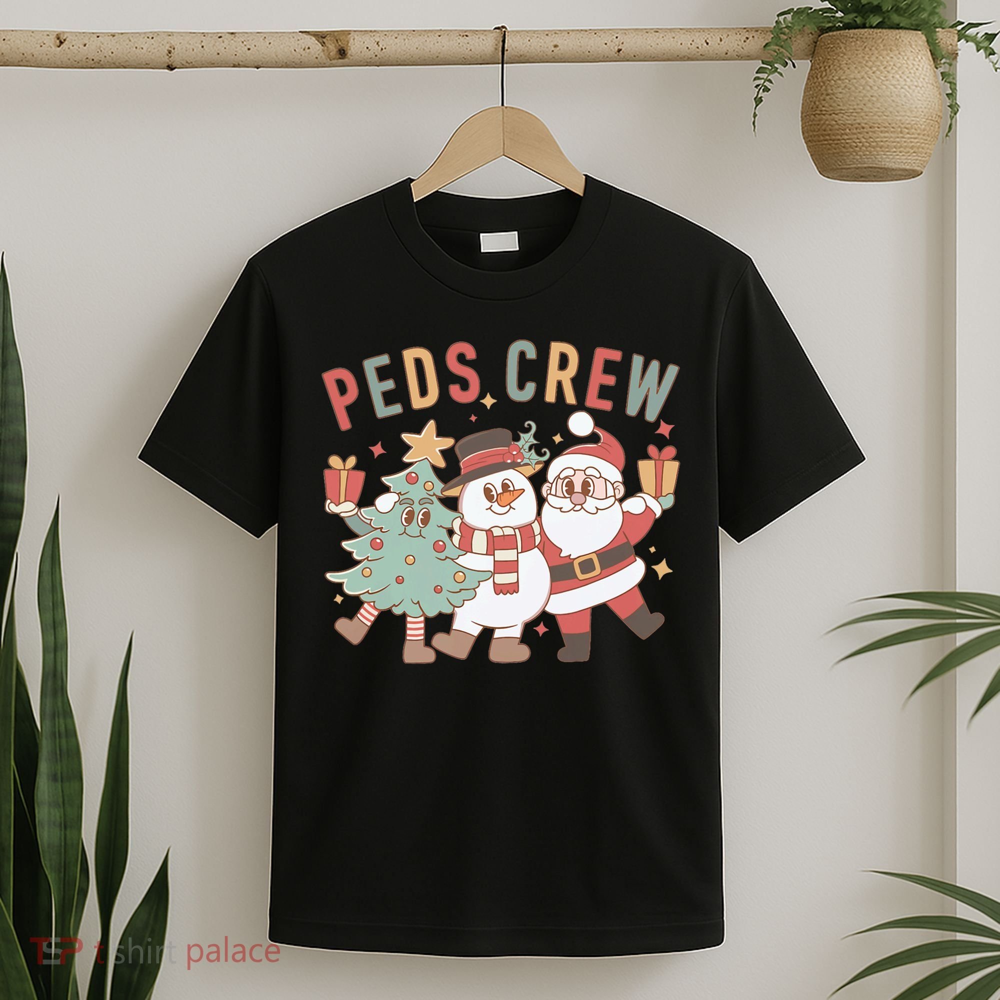 Retro Peds Crew Christmas Pediatric Nurse Nursing Group T-Shirt