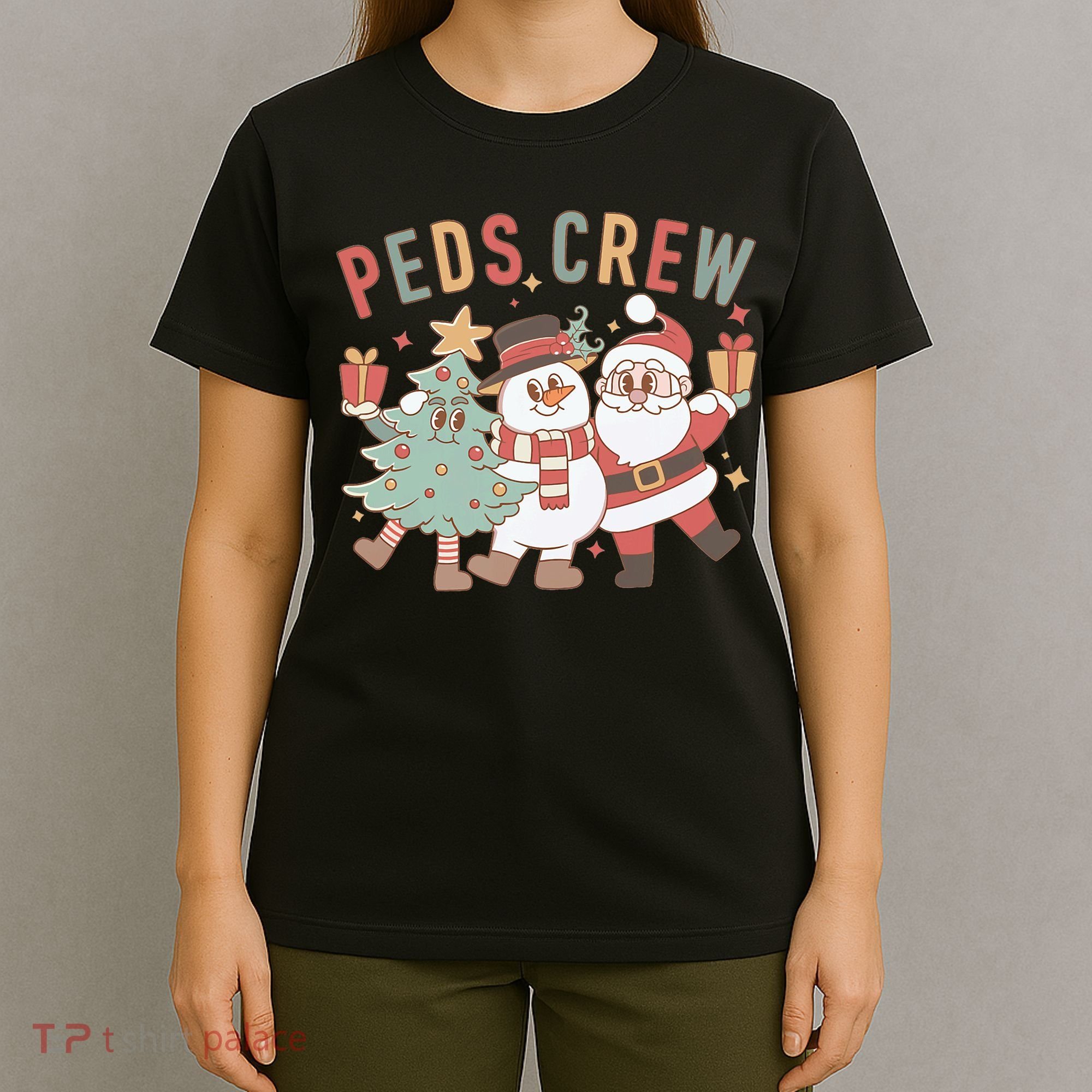 Retro Peds Crew Christmas Pediatric Nurse Nursing Group T-Shirt