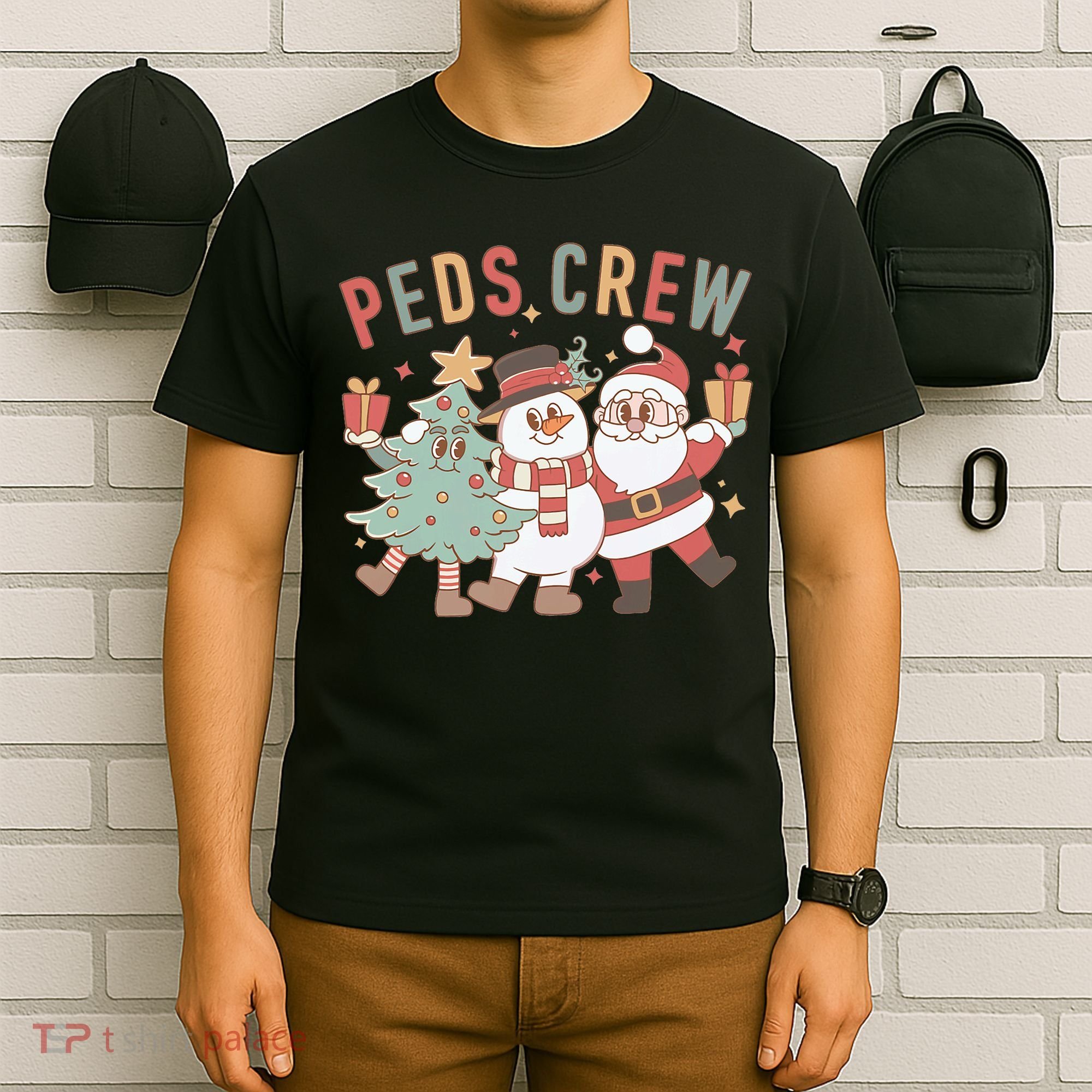 Retro Peds Crew Christmas Pediatric Nurse Nursing Group T-Shirt