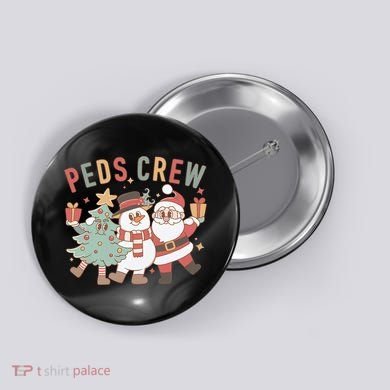 Retro Peds Crew Christmas Pediatric Nurse Nursing Group Button