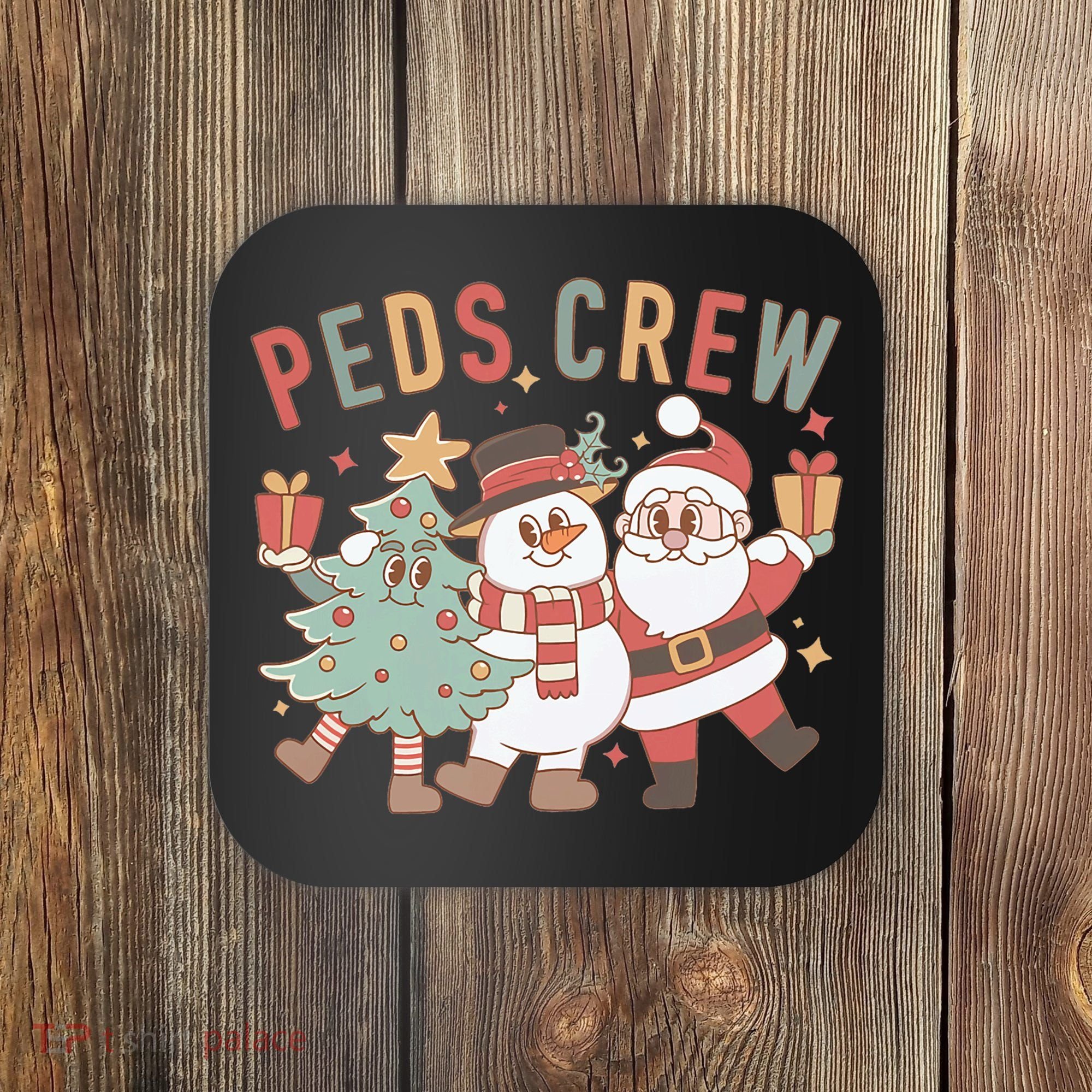 Retro Peds Crew Christmas Pediatric Nurse Nursing Group Coaster