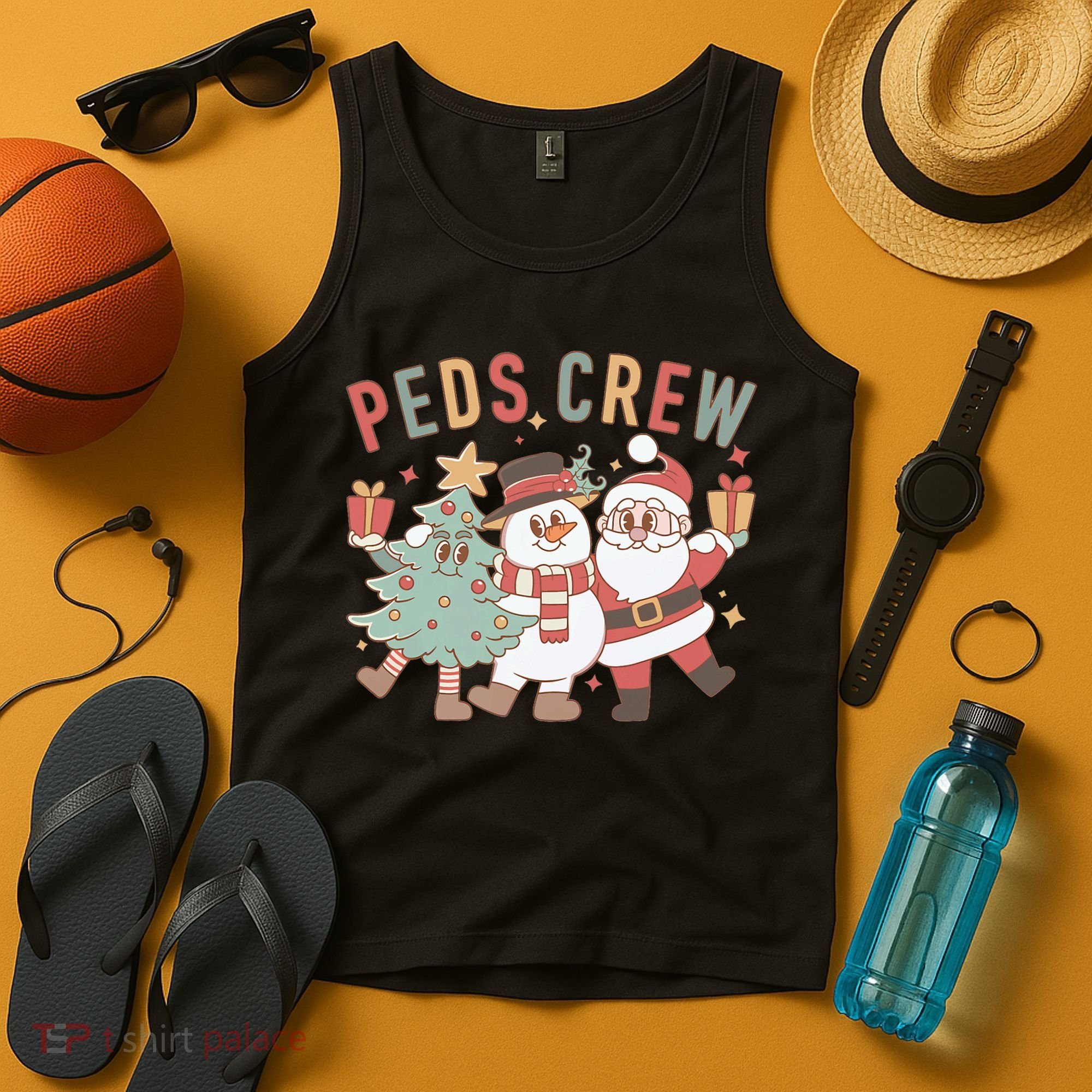 Retro Peds Crew Christmas Pediatric Nurse Nursing Group Tank Top
