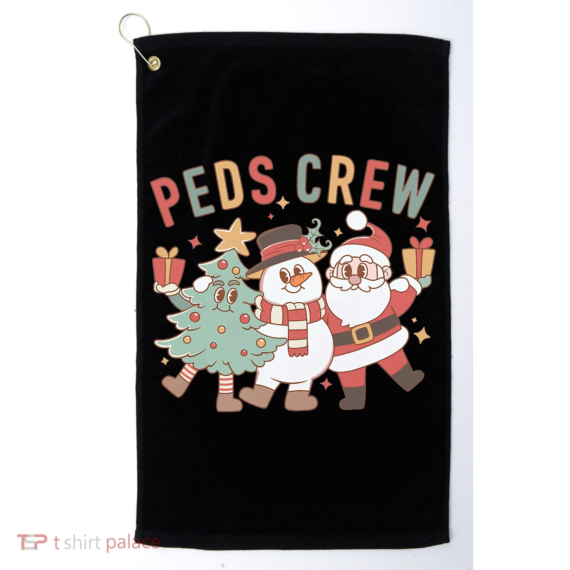 Retro Peds Crew Christmas Pediatric Nurse Nursing Group Golf Towel