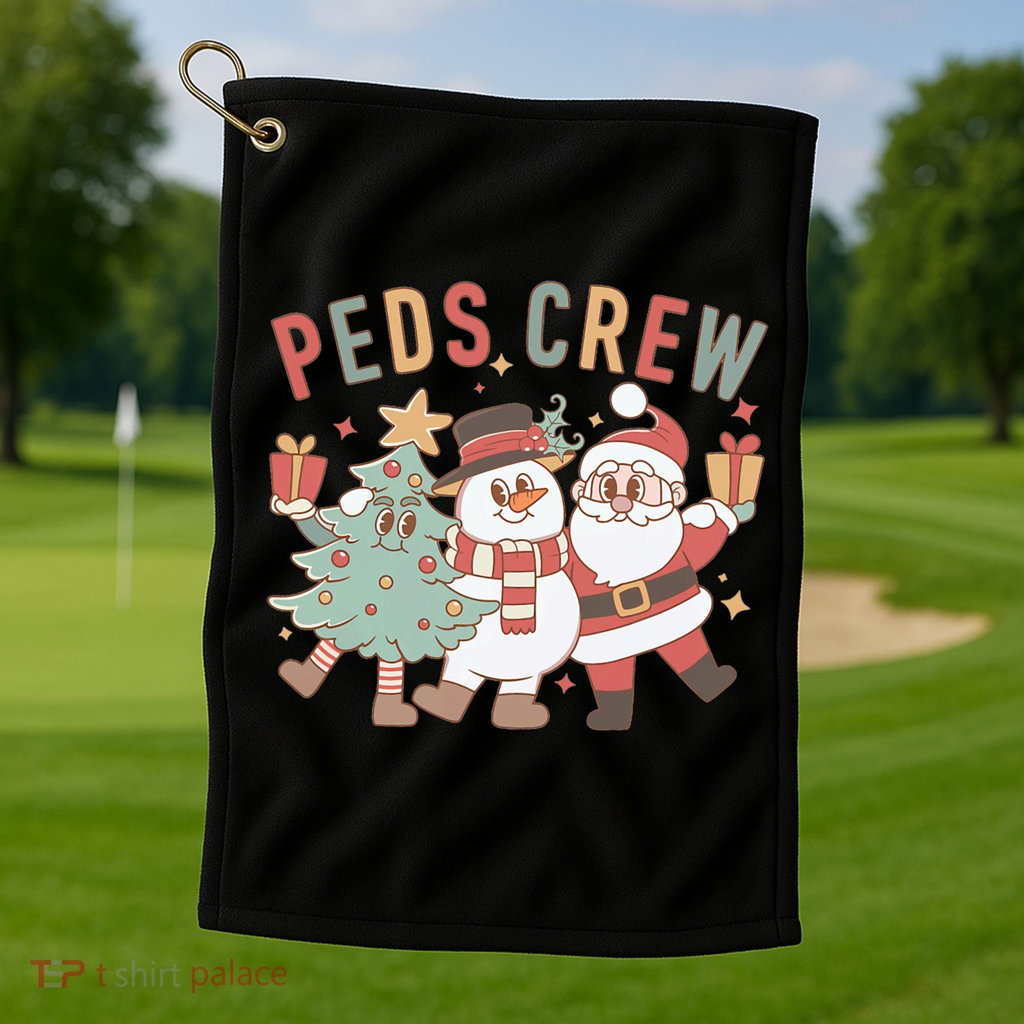 Retro Peds Crew Christmas Pediatric Nurse Nursing Group Golf Towel