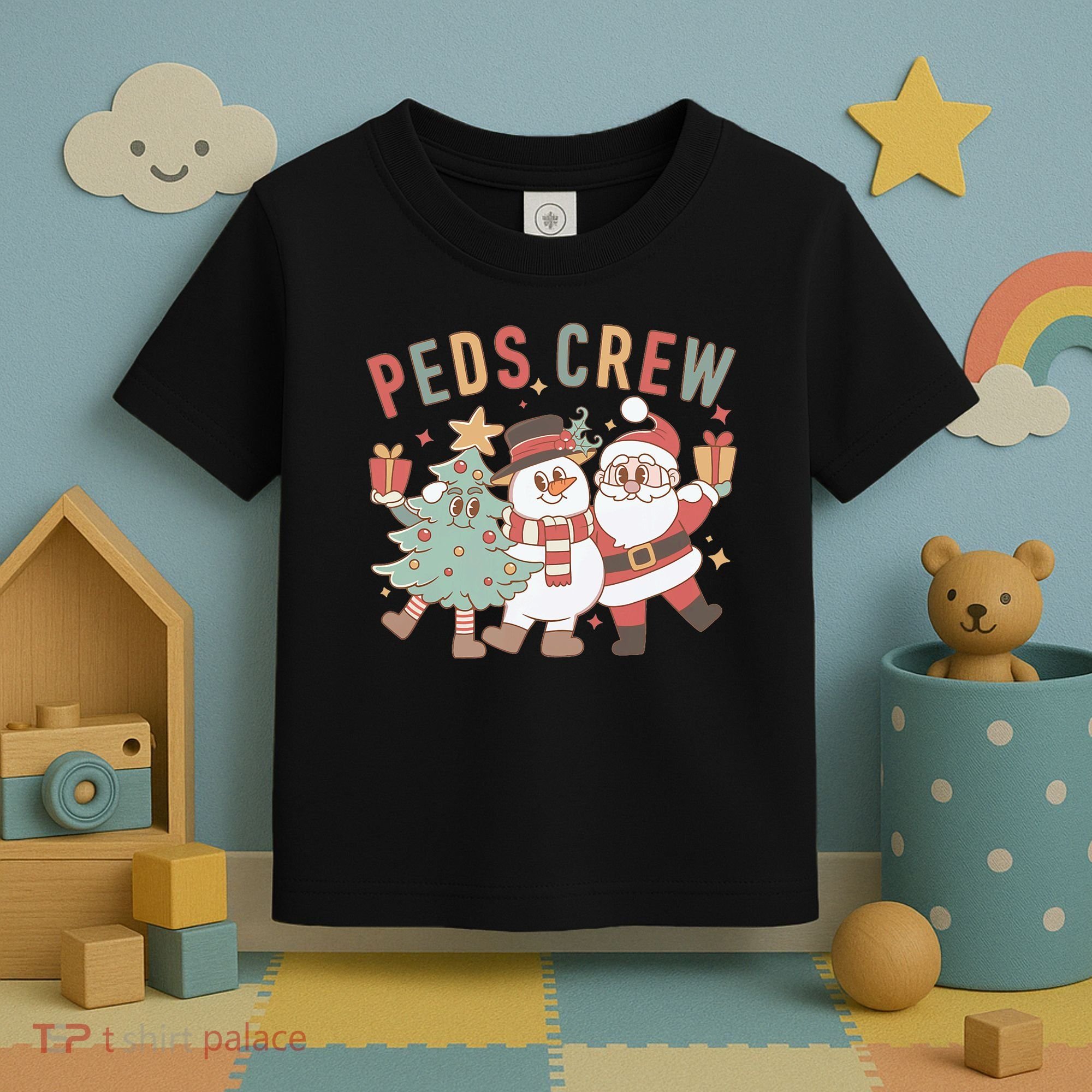 Retro Peds Crew Christmas Pediatric Nurse Nursing Group Toddler T-Shirt