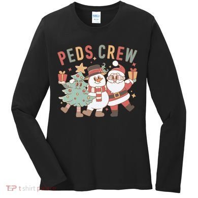 Retro Peds Crew Christmas Pediatric Nurse Nursing Group Women's Long Sleeve Shirt