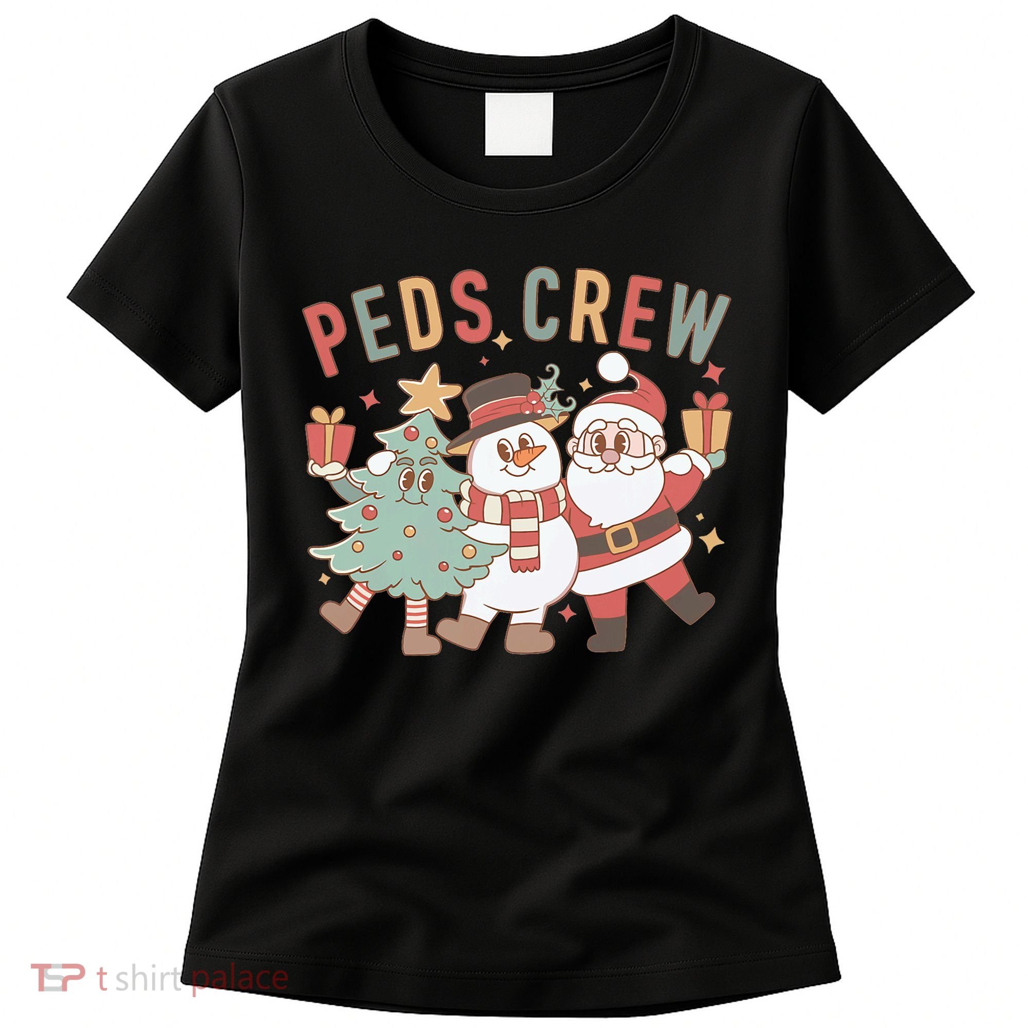 Retro Peds Crew Christmas Pediatric Nurse Nursing Group Women's T-Shirt