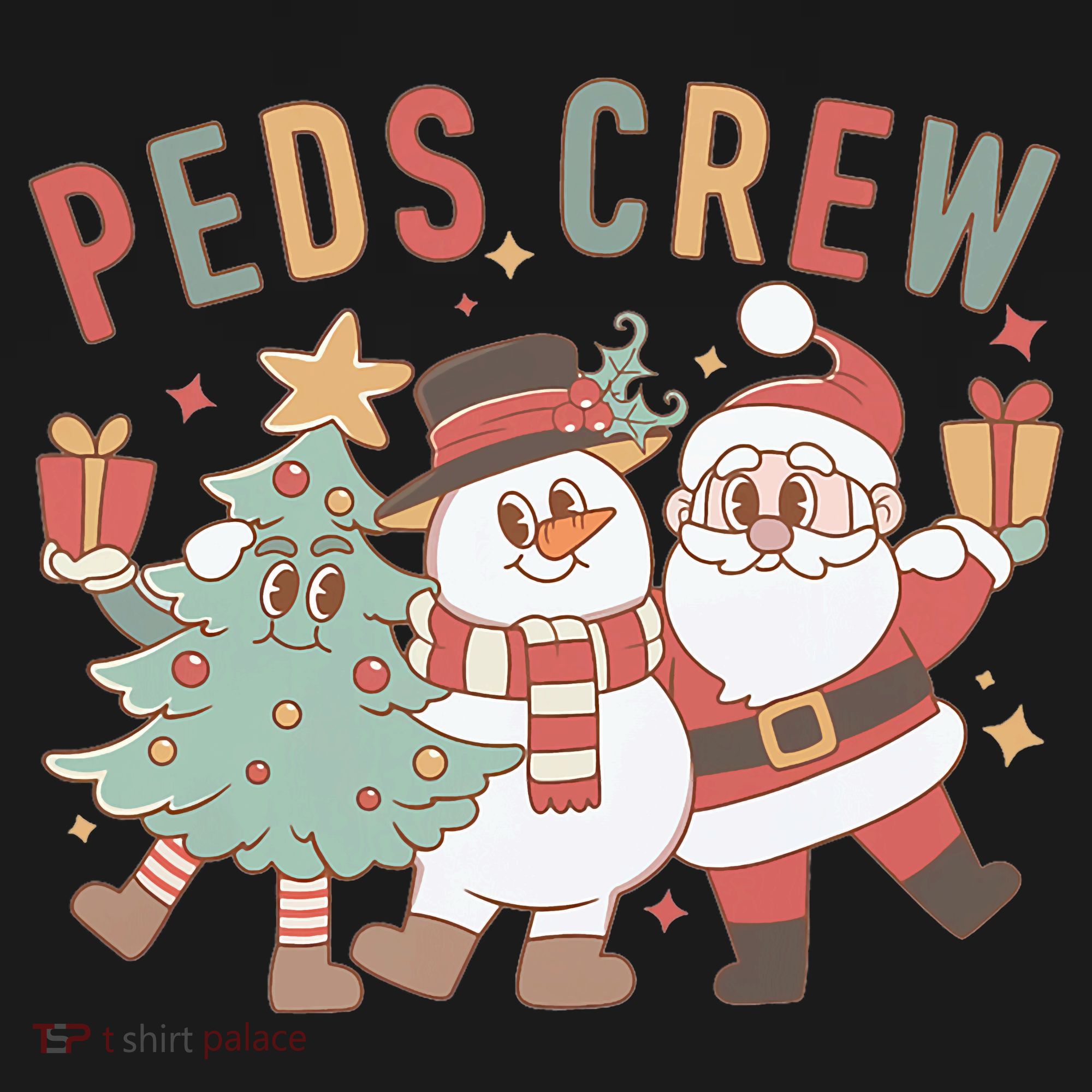 Retro Peds Crew Christmas Pediatric Nurse Nursing Group Kids Sweatshirt