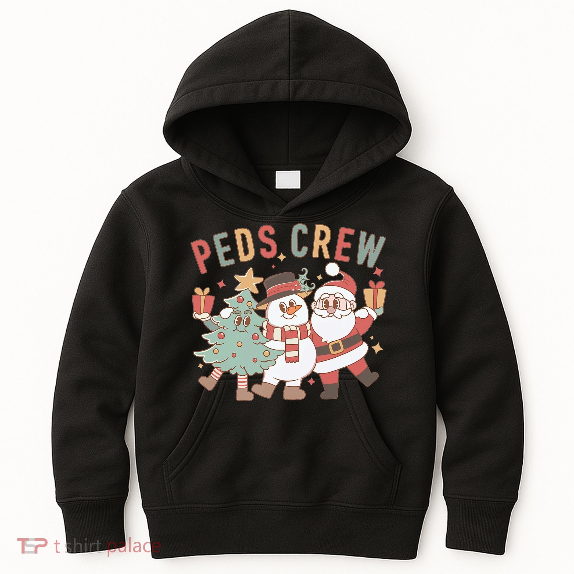 Retro Peds Crew Christmas Pediatric Nurse Nursing Group Kids Hoodie