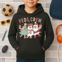 Retro Peds Crew Christmas Pediatric Nurse Nursing Group Kids Hoodie thumb 2