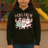 Retro Peds Crew Christmas Pediatric Nurse Nursing Group Kids Hoodie thumb 3