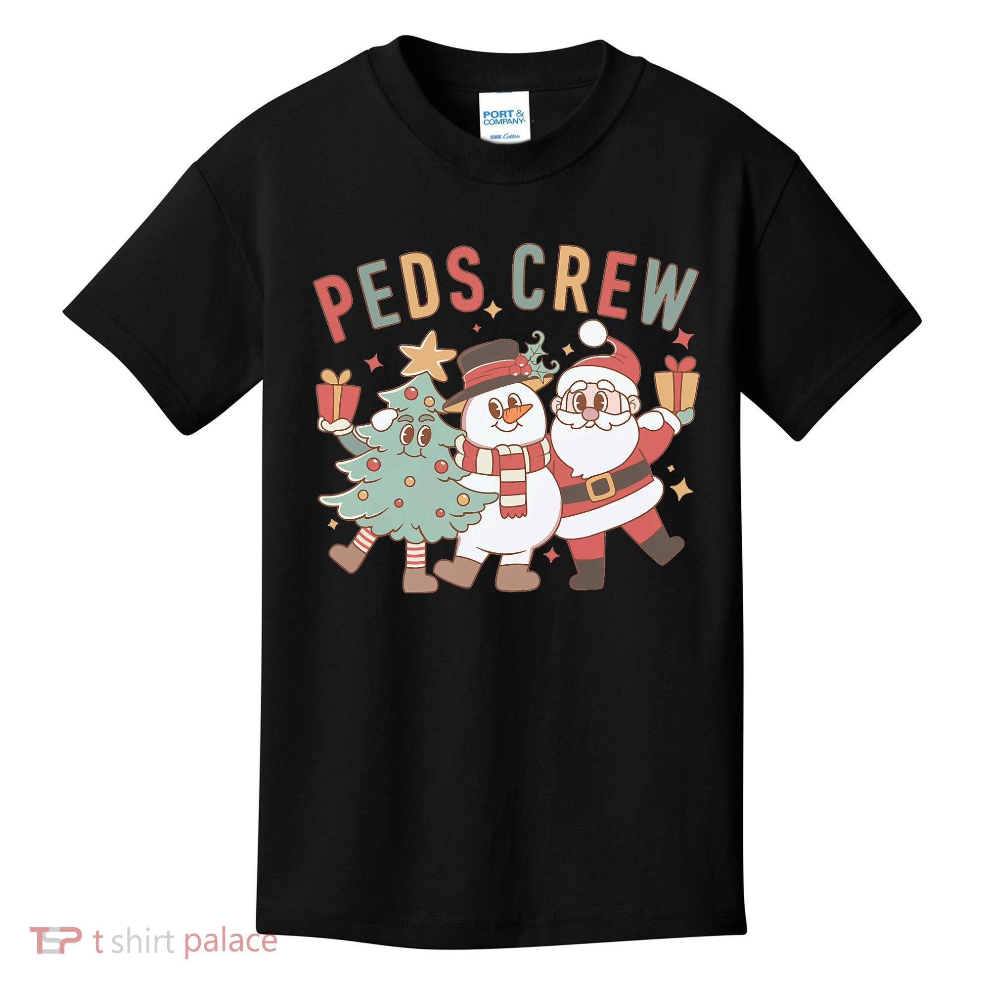 Retro Peds Crew Christmas Pediatric Nurse Nursing Group Kids T-Shirt