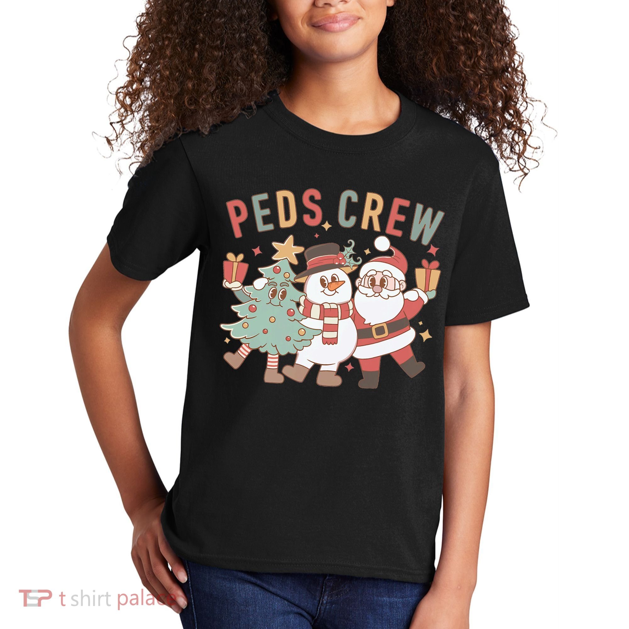 Retro Peds Crew Christmas Pediatric Nurse Nursing Group Kids T-Shirt
