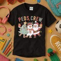 Retro Peds Crew Christmas Pediatric Nurse Nursing Group Kids T-Shirt thumb 3