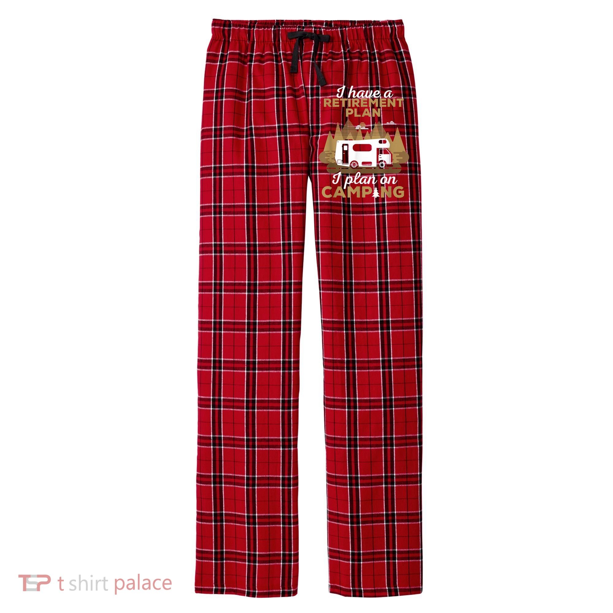 Retirement Plan Camping Retired Camping Outfit Camper Men's Flannel Plaid Pajama Pants