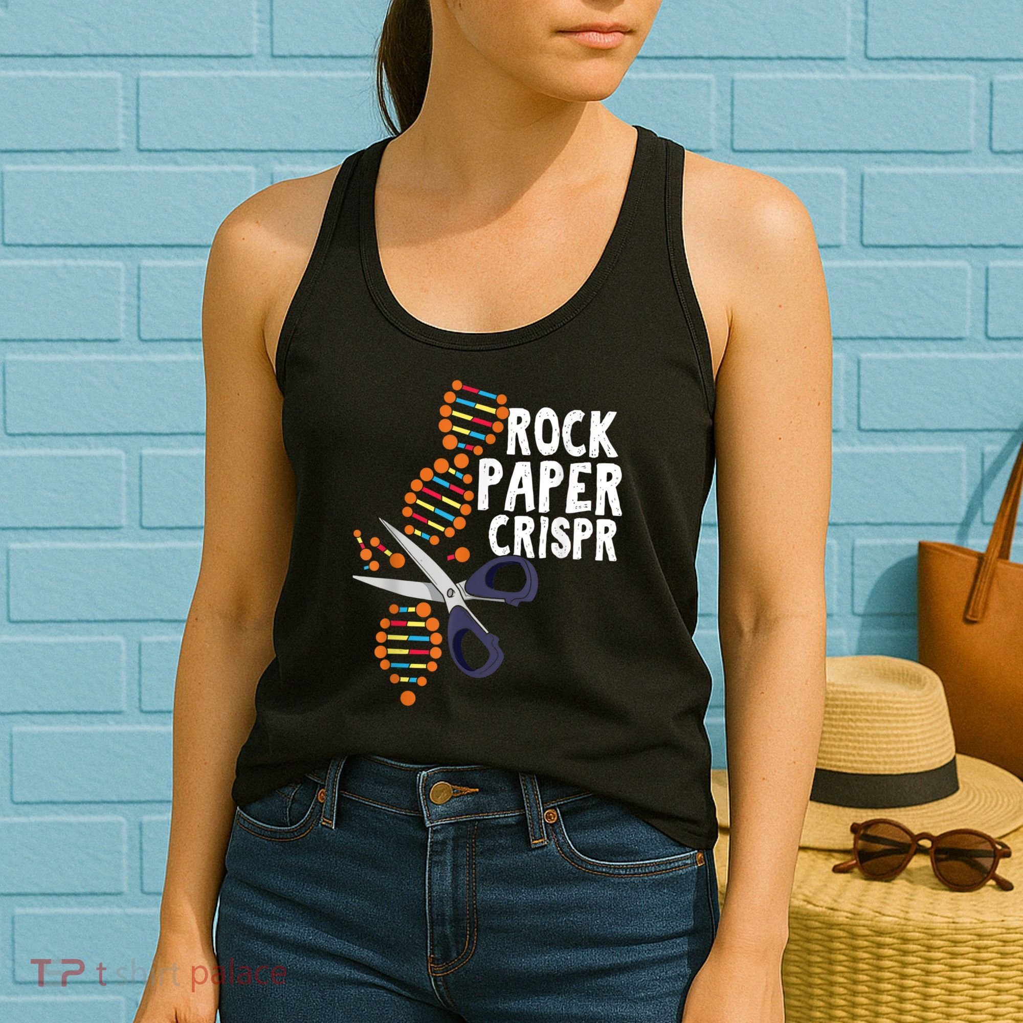 Rock Paper Crispr DNA Biologist Genetic Engineering Science Women's Tank Top
