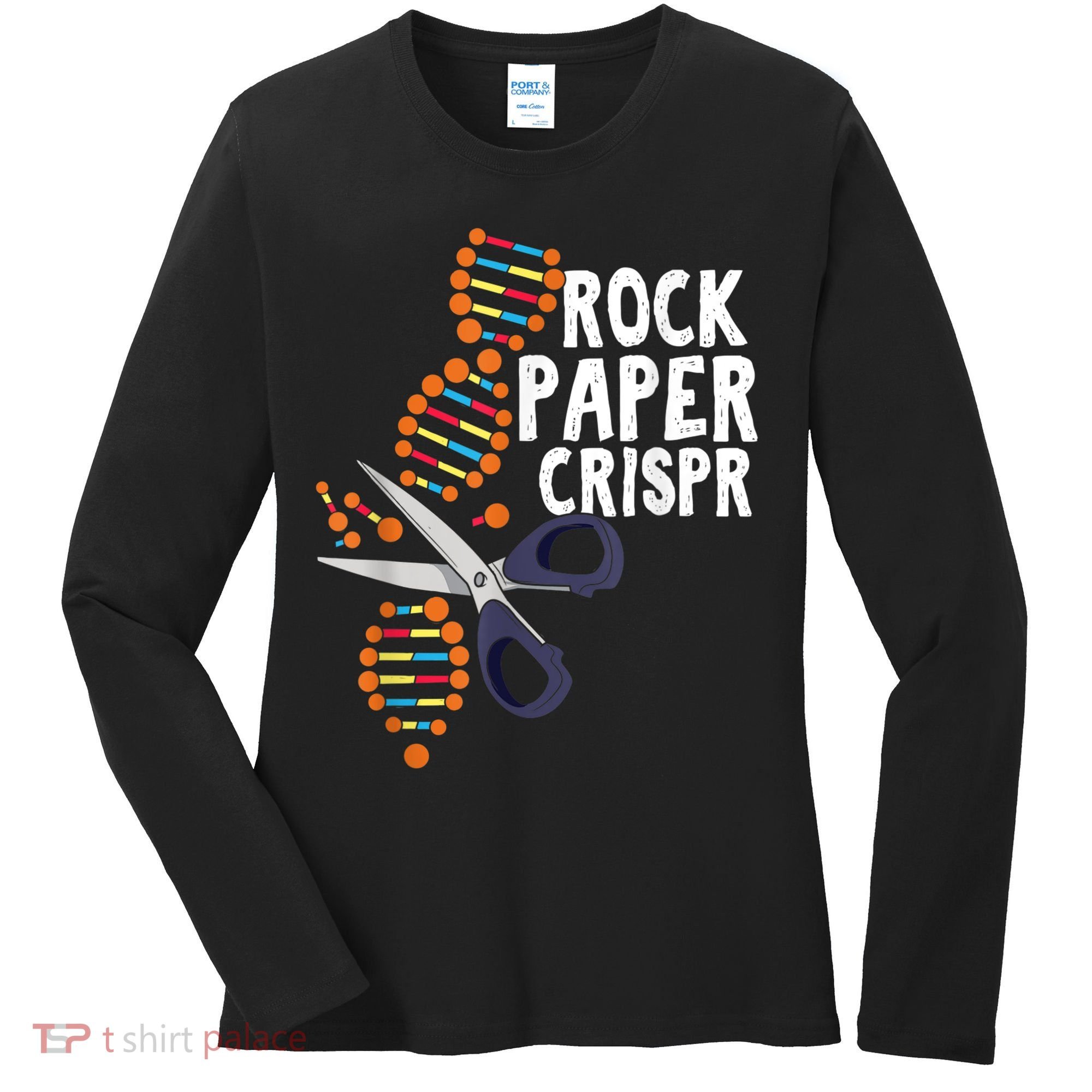 Rock Paper Crispr DNA Biologist Genetic Engineering Science Women's Long Sleeve Shirt