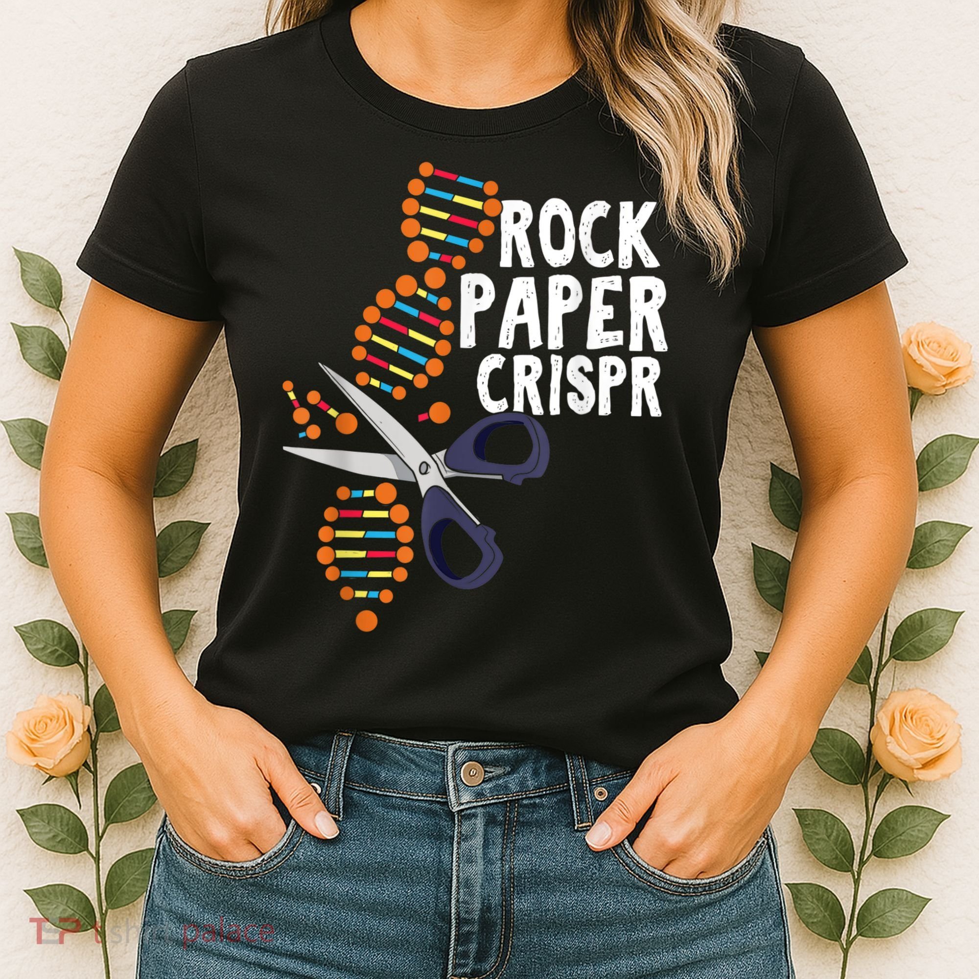 Rock Paper Crispr DNA Biologist Genetic Engineering Science Women's T-Shirt
