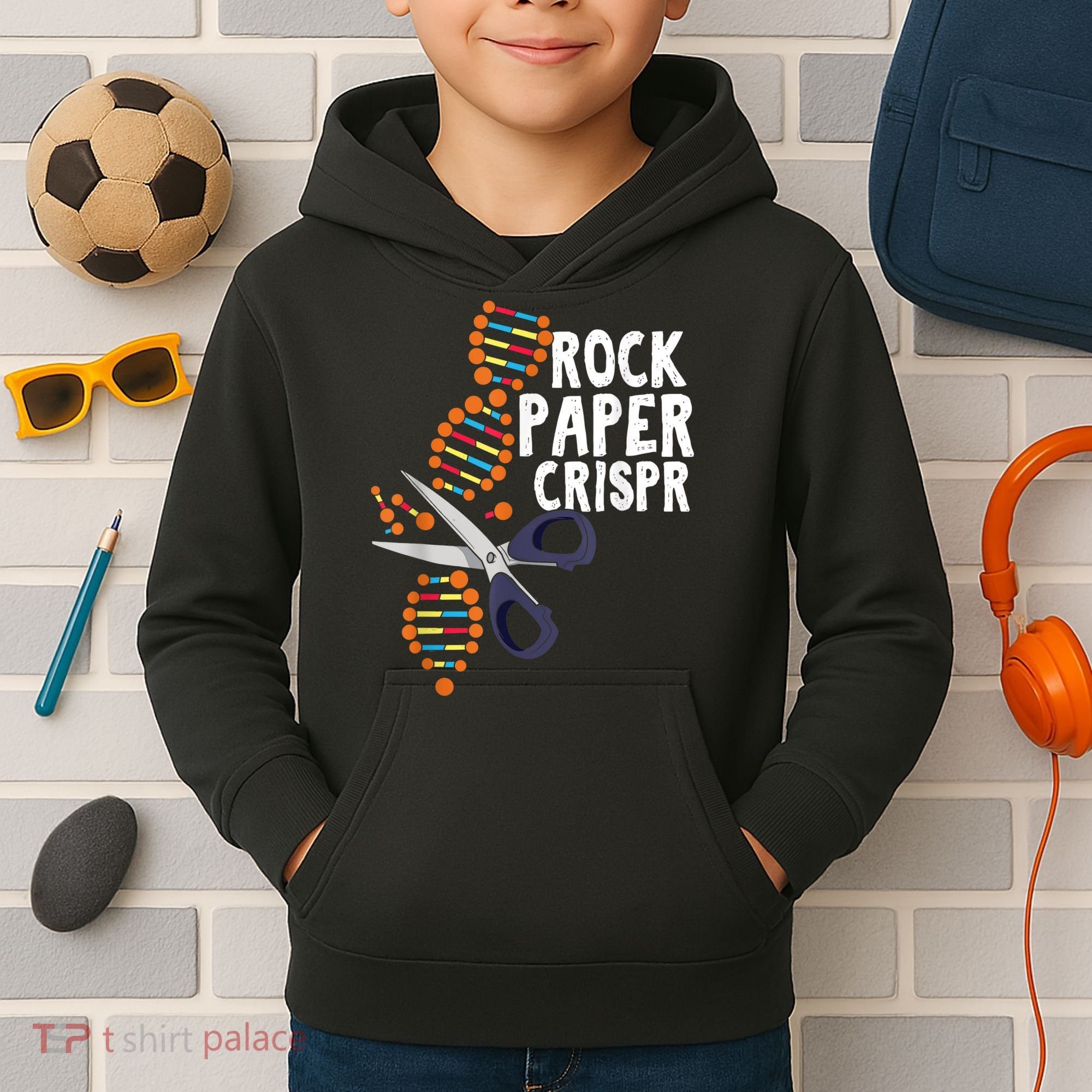 Rock Paper Crispr DNA Biologist Genetic Engineering Science Kids Hoodie