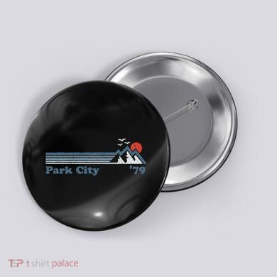 Retro Park City Ski Resort Utah Snowboard Mountain Button
