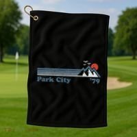 Retro Park City Ski Resort Utah Snowboard Mountain Golf Towel thumb 1