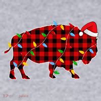 Red Plaid Christmas Lights Pajama Bison Animals Lover Gift Women's Sweatshirt thumb 2