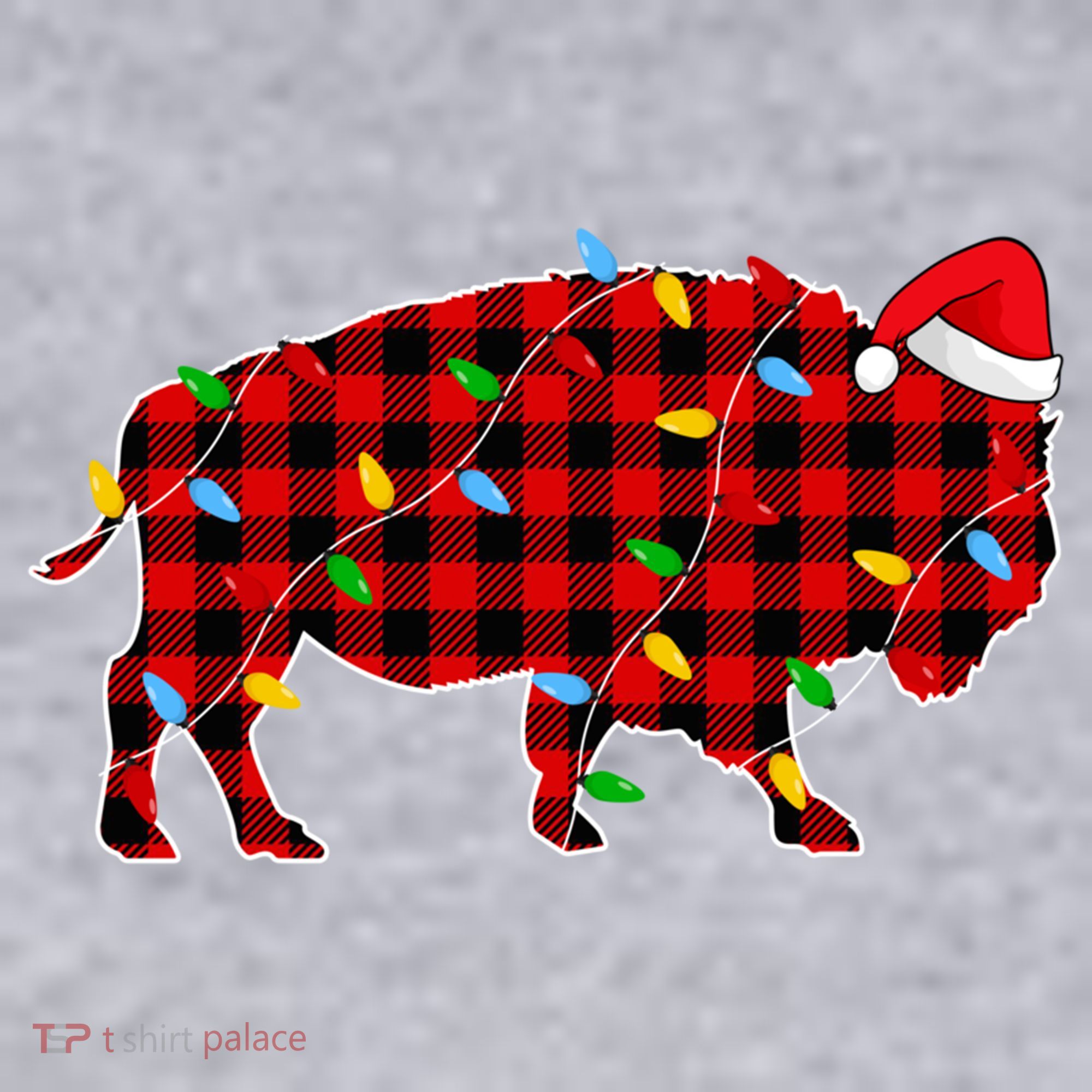 Red Plaid Christmas Lights Pajama Bison Animals Lover Gift Women's Sweatshirt