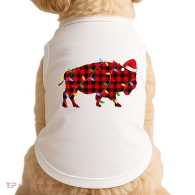 Red Plaid Christmas Lights Pajama Bison Animals Lover Gift Doggie Tank