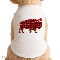 Red Plaid Christmas Lights Pajama Bison Animals Lover Gift Doggie Tank thumb 0