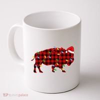 Red Plaid Christmas Lights Pajama Bison Animals Lover Gift Coffee Mug thumb 0