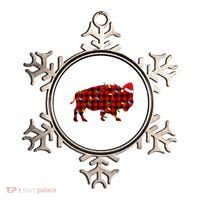 Red Plaid Christmas Lights Pajama Bison Animals Lover Gift Ornament thumb 0