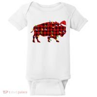 Red Plaid Christmas Lights Pajama Bison Animals Lover Gift Baby Bodysuit thumb 0