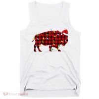 Red Plaid Christmas Lights Pajama Bison Animals Lover Gift Tank Top thumb 0