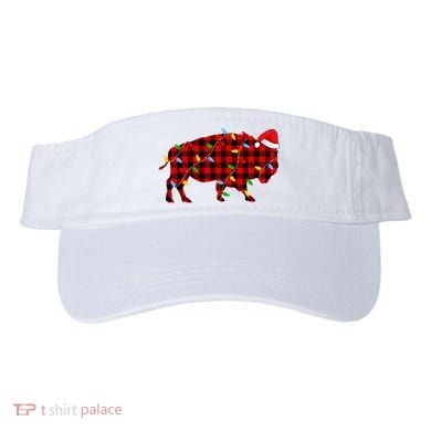 Red Plaid Christmas Lights Pajama Bison Animals Lover Gift Visor