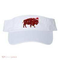 Red Plaid Christmas Lights Pajama Bison Animals Lover Gift Visor thumb 0