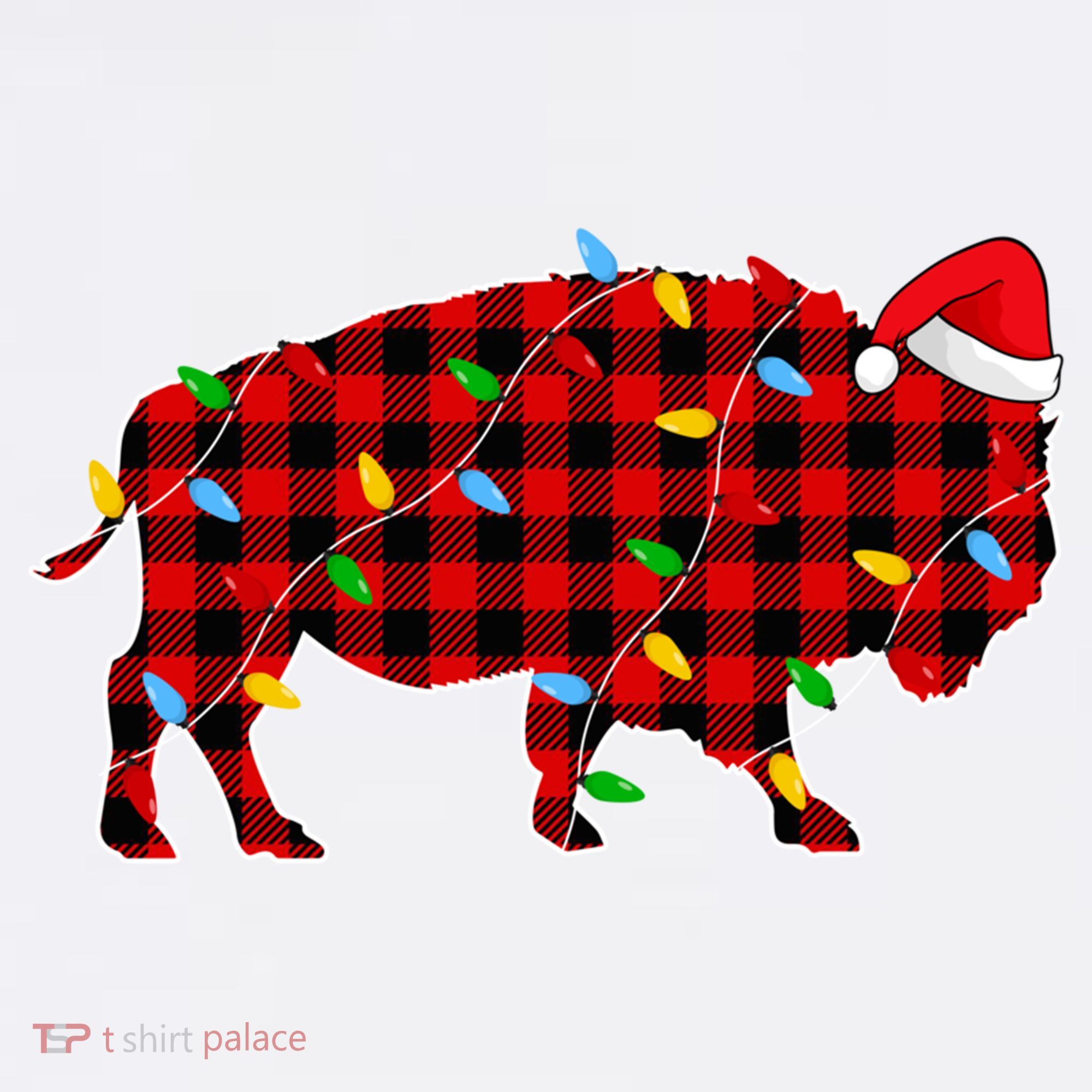 Red Plaid Christmas Lights Pajama Bison Animals Lover Gift Visor