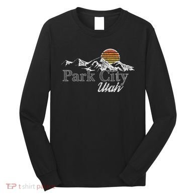 Retro Park City Utah Mountain Long Sleeve Shirt