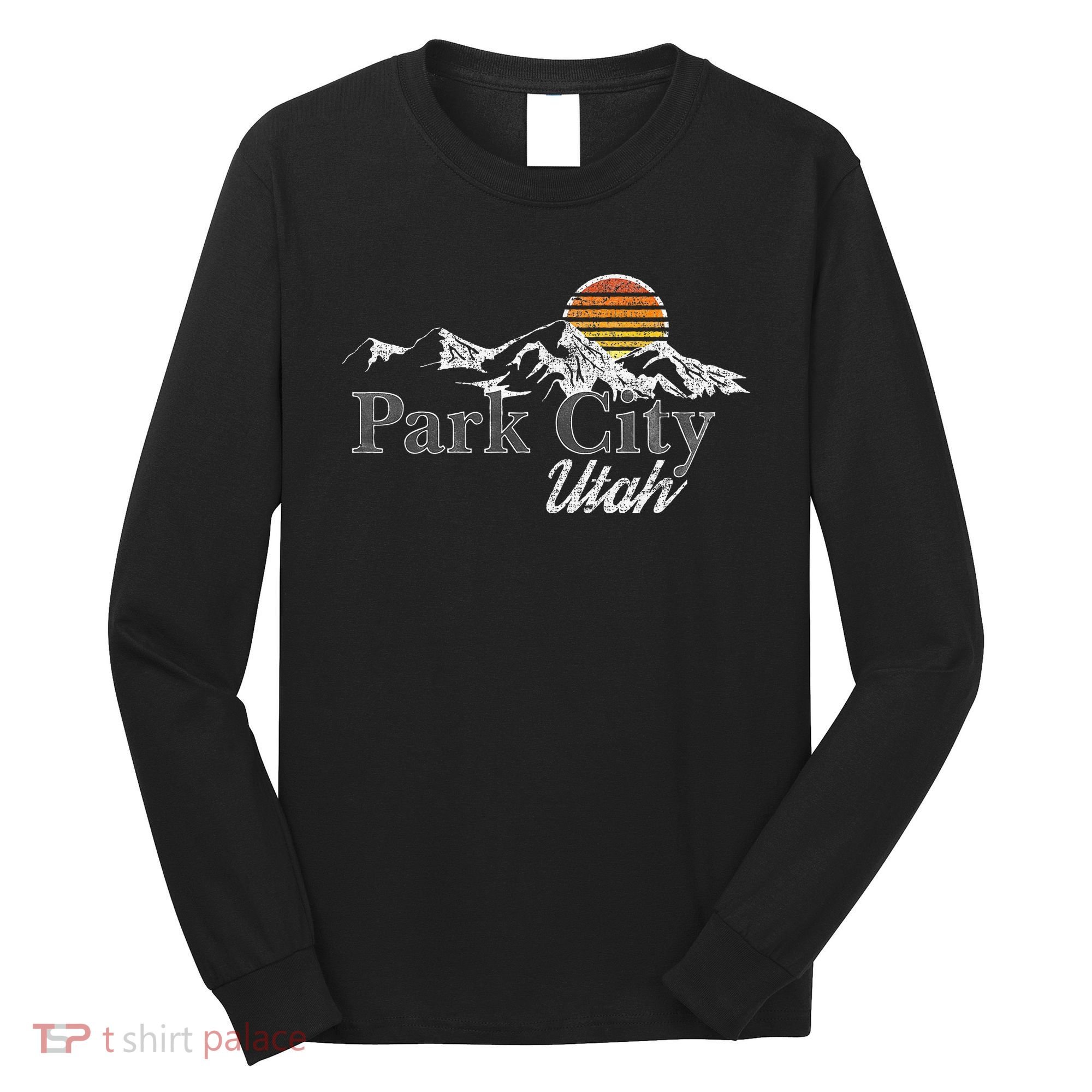 Retro Park City Utah Mountain Long Sleeve Shirt