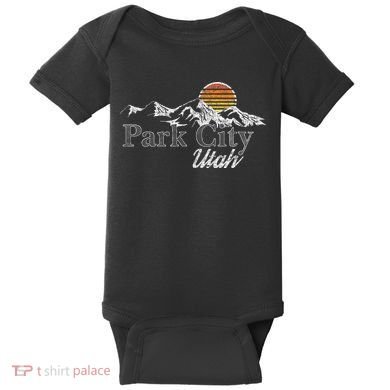 Retro Park City Utah Mountain Baby Bodysuit