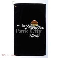 Retro Park City Utah Mountain Golf Towel thumb 0